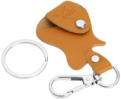 Vola Gitarren Picks Halter, Leder Gitarren Plektrenhalter, Plektren Halter Tasche, Schlüsselanhänger, Plektrum-Etui, Aufbewahrung von Gitarrenplektren, Braun