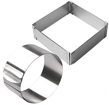 Piezas de Boquillas Boquillas para manga pastelera, molde para hornear de acero inoxidable, anillo ajustable para Mousse, Kit de boquillas para manga pastelera redondas y cuadradas 3d Decoración única