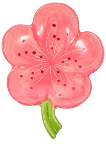 Amosfun Ceramic Flower Soap Dish Pink Decorative Soap Holder Drain Tray for Bathroom Laundry Room Vanity Countertop