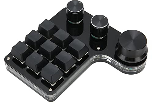 VBESTLIFE Teclado Mecánico Macro con una Mano, Mini Teclado para Juegos Programable con Cable USB de 9 Teclas con 3 Perillas Ajustables, Retroiluminación RGB Colorida, para Juegos en Casa
