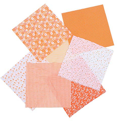 Tomotato 2 Set/14 Stück Orange Baumwollstoff Meterware Stoffpaket, 25 x 25cm Stoffe zum Nähen Reiner Baumwolle Stoff Patchwork Stoffe Paket zum Quilten DIY Basteln Handwerken
