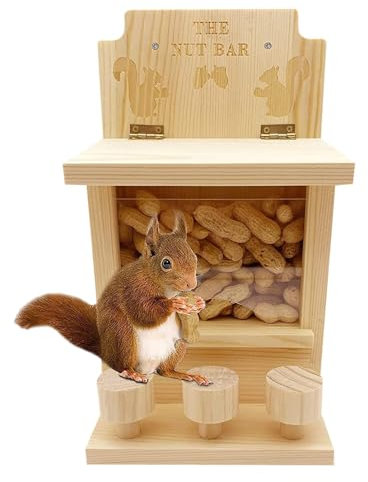 Tuxxjzm Comedero de ardillas para árbol, comedero de madera para ventana de ardillas, barra de nueces, alimentador de ardillas, comedero multiusos para ardillas, comedero de ardillas para alféizar de