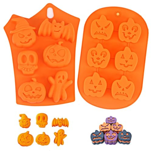 Halloween Silikonform 2 Stück,3D Halloween Backform,Halloween Kuchenform,Halloween Silikonformen Backen,Silikon Backform Halloween,Schokoladenform Silikonform Muffins,für Küche DIY Backzubehör