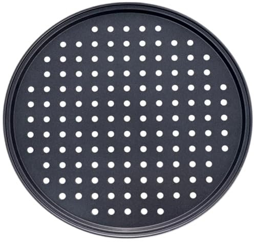 NihaoWXM Teglia for Pizza Croccante in Acciaio al Carbonio Antiaderente con Fori, Piatto Fondo Rotondo, Stampo Bakewave, Utensili da Cucina for la casa Teglia per Pizza(28CM)