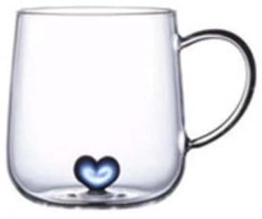 CAPIJIONG Tazza di vetro trasparente a doppio strato da 400 ml, a forma di cuore, resistente al calore, con gradiente creativo