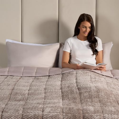 OHS Weighted Blanket Adult, Waffle Fleece Heavy Blanket Weighted Heavy Throw Blanket Winter Sleep Therapy Anxiety Relief - Mink, 150 x 200cm - 8kg - Disclaimer: Only suitable for age 3+years