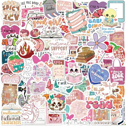 126 PCS Holographic Kindle Sticker for Adults - Premium Bookish Vinyl Sticker, Waterproof BookTok Reader Gifts, Dark Romance/Spicy Mafia Theme Laptop Accessories