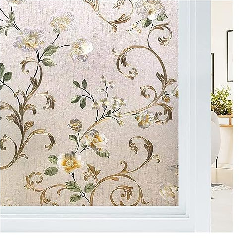 Fensterfolie Statisch haftende Buntglas-Fensterfolie, Sichtschutz-Fensteraufkleber, dekorative Fenstertönung, farbig, abnehmbar, Sonnenschutz Folie für Fenster(60x200cm)