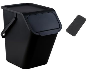 Go Practic Waste separation system for waste separation in the kitchen with carbon filter waste system with click lid bin with lid rubbish bin waste bin 25 l