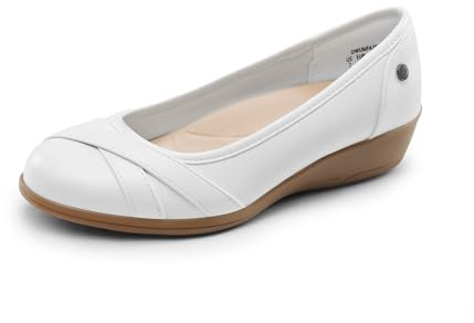 DREAM PAIRS Women's Ballet Flats Work Dress Shoes,White,10