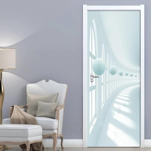 Tizhweqo Türtapete Selbstklebend 90x210 Modern Türfolie Türposter Weißes Muster Fototapete Türklebefolie Wandbild Türaufkleber Wandtapete 3D Effekt für Wohnzimmer Schlafzimmer Küche a3229