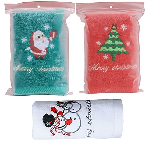 Cabilock 5 Sätze Weihnachtsfeier Liefert Handtuch Waschlappen Waschmaschine Weihnachten Anzüge Bad Waschlappen Baumwolle 3 Stück * 5