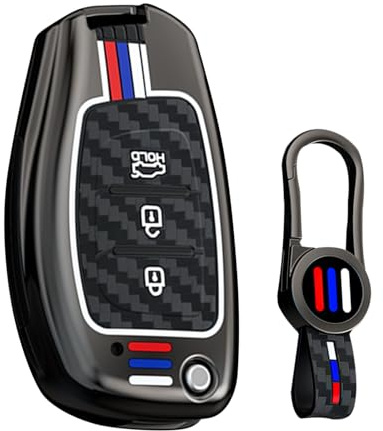 ontto Schlüsselhülle Autoschlüssel Hülle Schutzhülle Leuchtende Silikonhülle kompatibel mit Hyundai i10 i20 i30 Coupe ix25 iX35 Tucson Santa Fe Accent Elantra Schlüsselanhänger 3 Tasten-Typ H Schwarz