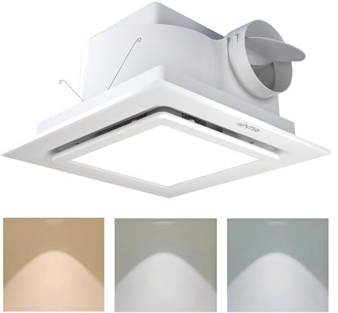 VENTIRI Bathroom Exhaust Fan with Light, 12 INCH, Upgraded Quiet Square Vent Fans with Adjustable LED Light, 141 CFM, for Bathroom, Office, Home