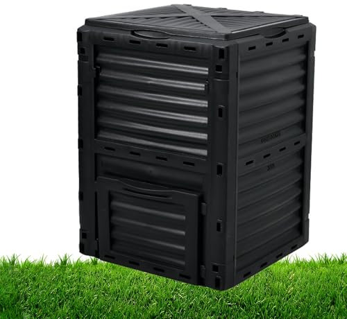 Contenedor de abono para exteriores, compostador grande de 80 galones para una rápida creación de suelo fértil, diseño duradero para uso en jardín