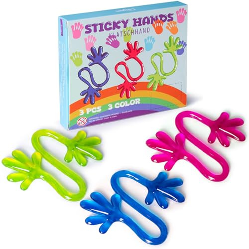 Cikyner Klatschhand für Kinder, 3 Stück Bunte Glibberhand als Party Mitbringsel Gastgeschenk, Gummi Hand, Klebehände Spielzeug für Klassenpreise, Geburtstagsfeier, Ostern, Weihnachts