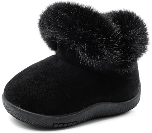 MK MATT KEELY Stövlar baby vinterskor flicka 0–5 år snöstövlar utomhus varma med mjuk halkfri gummisula, svart, 26/27 EU