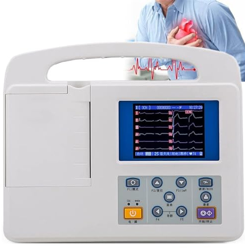 Monitor cardíaco electrocardiográfico, Monitor electrocardiográfico Digital portátil de 12 derivaciones y 3 Canales con Pantalla LCD a Color, para la Salud cardíaca, para cuidados intensivos