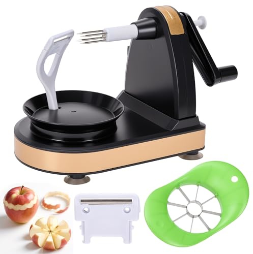 Apple Peeler Slicer Core, Stainless Steel Apple Peeler, Kitchen Peeling Tool for Vegetable Fruit Potato (Black)
