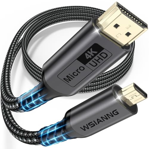 Cable Micro HDMI a HDMI,3m para Streaming y Gaming,Cable Micro HDMI 2.0 con 4K@60Hz, HDR, ARC y Dolby 3D Full HD, para Monitores, Cámaras y Raspberry Pi 5/4