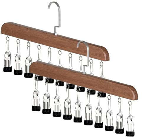 Hipzeepo Organizzatore per In Legno Resistente - 2 Pezzi con 10 Clip - Salvaspazio, Multiuso, Ideale per Stanze Piccole A