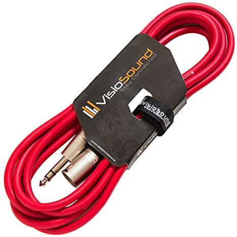 VisioSound Male XLR to 6.35mm Stereo TRS Jack Lead Audio Cable (Red, 3m) | Noiseless OFC Balanced Signal, Audio, Speaker, Patch Cable / 10 Colours