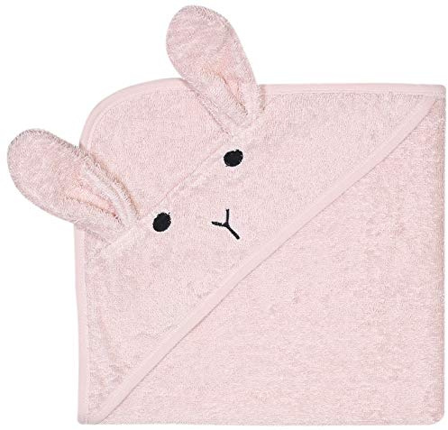 Kindsgut Baby Kapuzenhandtuch Hase, Rosa, 100% Baumwolle, 75 x 75 cm | Weiches Babyhandtuch aus 100% zertifizierter Baumwolle mit Tierkapuze – für Bad, Schwimmbad und Strand