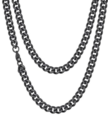 Richsteel Herren Halskette Klassische Panzerkette 3/6/9/12mm breit kubanische Hip-Hop Kette Cuban Chain Necklace für Männer Jungen Edelstahl 36-76cm als Herren Geschenk