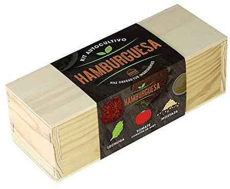 Kit Autocultivo Hamburguesa | Cultiva Lechuga, Tomate Corazón de Buey y Mostaza | Regalo Gourmet, Divertido y Educativo | Resetea