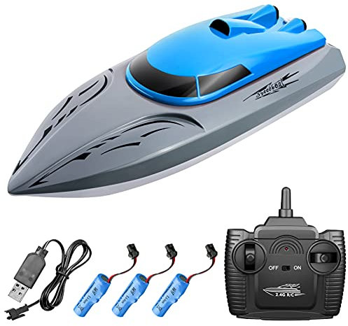 Goolsky Ferngesteuertes Boot 806 2.4G RC Fernbedienungsboot 20KM/h Wasserdichtes Spielzeug Hochgeschwindigkeits-Rennboot Kentersicher Mit Stabilem Rumpf Geschenk Für Kinder Und Erwachsene
