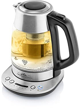 ETA Wasserkocher Glas Crystela Premium mit Temperatureinstellung- 1,5l, 2200W, 40-100°C, Warmhaltefunktion