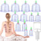 Retoo 12 unidades de ventosas con bomba de vacío, juego de ventosas, ventosas de acupuntura al vacío, juego de ventosas, terapia china para autotratamiento, masaje para dolor de espalda, transparente