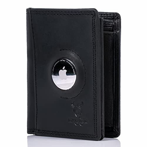 MATADOR Leder Geldbörse Herren mit AirTag Fach┃TüV geprüfter RFID & NFC Schutz┃Kompaktes Slim Wallet für Männer┃Kreditkartenetui mit Münzfach inkl. Geschenk-Box