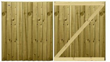 Premier Garden Supplies PGS Feather Edge Semi-Braced Capped Flat Top Made to Measure Driveway Gates Measurements Height 3ft - 4ft (90-120cm) x Width: 183cm - 213cm