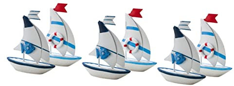 STOBOK 6stücke Mediterraner Segelboot- Teiliges Dekorativer Tischartikel Für Zuhause Büro Und Besondere Anlässe Handgefertigt Stilvollem Blau Für Nautische Dekoration