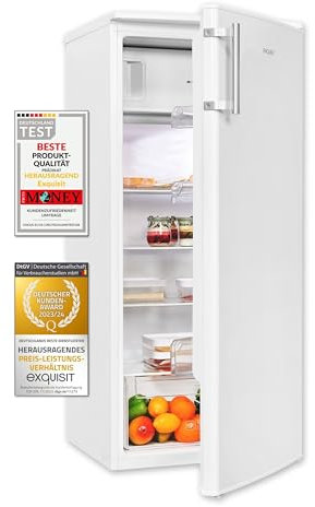 Exquisit Kühlschrank KS185-4-HE-040E weiss | 190 l Nutzinhalt | Alarm | Türanschlag wechselbar | 55 cm Breite