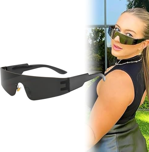 Futuristische Partybrille - Suntech - Verspiegelte Sonnenbrille für Rave, Schwarz