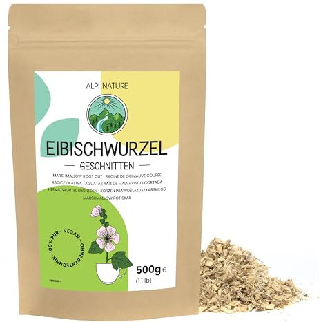Alpi Nature Marshmallow Root Tea 500g 1.1 lb, Cut Unpeeled Marshmallow Root for Tea Preparation