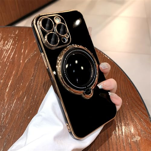 NVYRO Drahtlose Ladehülle für iPhone 11 12 13 14 15 Pro Max X Xs Max XR 7 8 Plus Magnetische Ringhalterung Stoßstangenabdeckung, Schwarz, Für iPhone 7