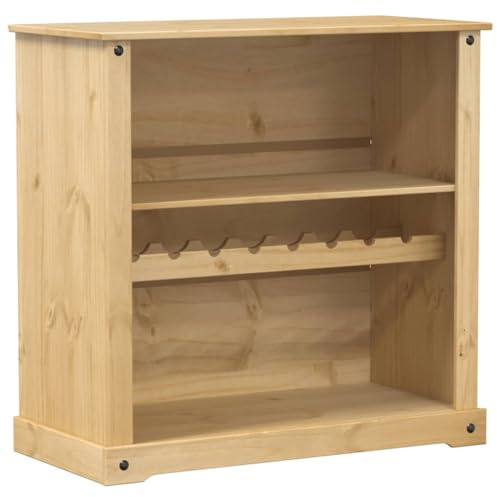 vidaXL Weinschrank, Weinregal mit Stauraum Metallgriffe, Flaschenregal für Wohnzimmer Küche, Flaschenständer Weinständer, Massivholz Kiefer