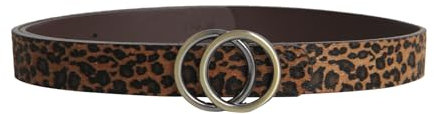 YUYANGDZI Damen Leder Gürtel Leopardenmuster Gürtel für Frauen Jeans Hosen Kleider 3 cm Breite, inklusive Geschenkbox (Leopardenmuster-Bronzeschnalle, M: 43,3 Zoll/110 cm)