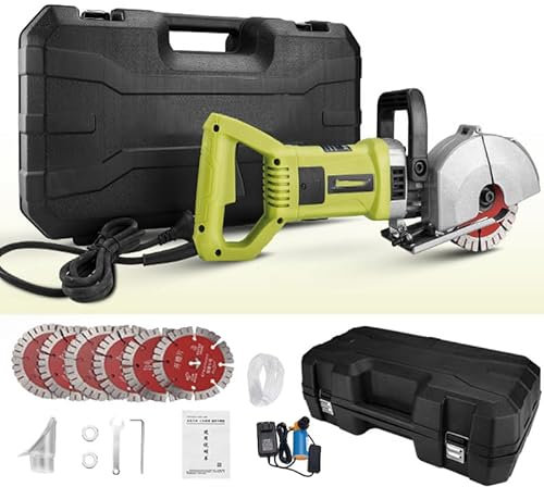 Scanalatrice elettrica per muri, Stozzatrice per Taglio calcestruzzo da 4500 W con 5 Lame per Sega a Disco, Tagliatrice per scanalature per muri da 7500 Giri/min, Taglierina a Disco con Motore Senza