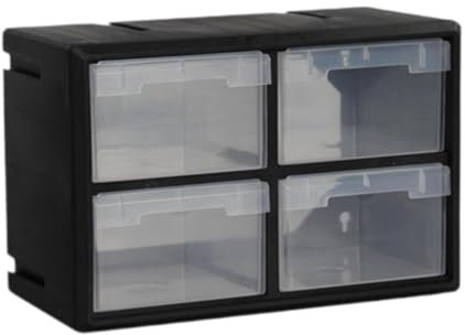 JISADER Cassetto Contenitore Armadio organizzatore Garage organizzazione Bagno casa Contenitore Cassetta degli Attrezzi per ferramenta, Gioielli, bulloni, 4 Cassetti