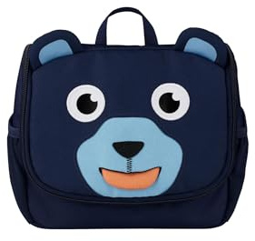 Affenzahn Kulturtasche Bär - Blau | Als Kulturbeutel für Kinder von 1 bis 5 Jahren im Kindergarten, geeignet für Mädchen und Jungen im Alltag