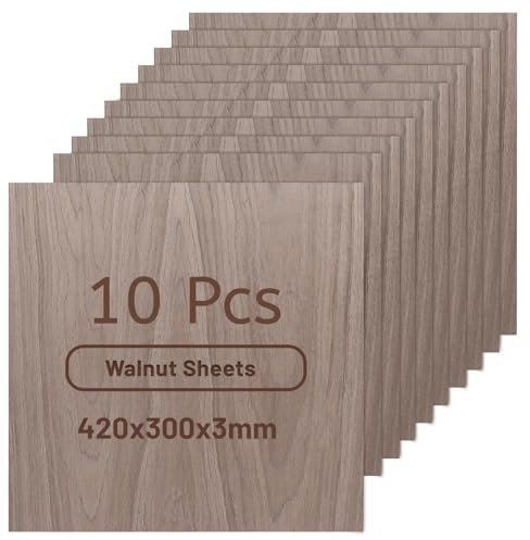 DBREAKS 10 Stück Sperrholzplatte 300x300mm 3mm Walnuss Holzplatte Pappelsperrholz, Lasercut Holz, Holzplatte Zuschnitt Nach Maß, Laser Holz für Laserschneiden Lasergravur