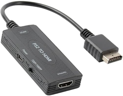 Xingdianfu Adaptador conversor PS2 a HDMI, adaptador PS2 a HDMI compatible con salida de vídeo HDMI para todos los modos de visualización PS2