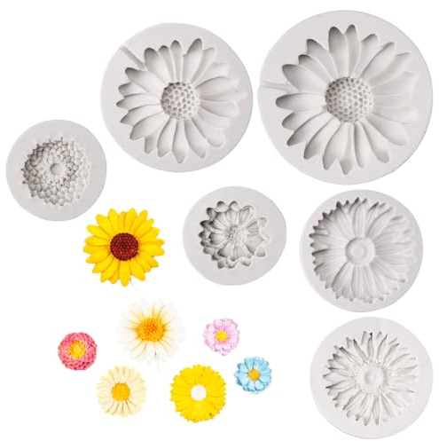 6 Piezas Margaritas Silicona para Velas, Moldes Reutilizables para Margaritas, Moldes de Siliconas para Margaritas Pequeñas, Moldes de Silicona para Velas, Adecuado para Chocolates y Pasteles