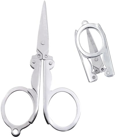 Glanzend Edelstahl-Klappschere, tragbare faltbare Reisemetallschere, 11,7 cm / 4,61 Zoll kleine Mini-Taschenschere für Papierbasteln, Camping, Notfall, Nähen