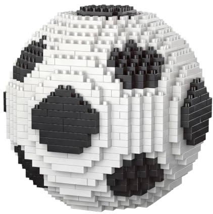 Set di blocchi da calcio professionali, decorazione classica a tema sportivo in bianco e nero, modello avanzato ad incastro da scrivania con opzioni di montaggio personalizzabili per un design moderno