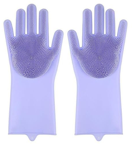 diskhandskar, Skönhetsskrubb for husdjur Diskmaskinsrengöringssvamp Silikonhårborttagningshandskar Diskhandskar(Purple)